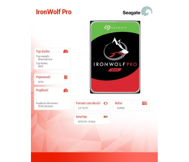 Seagate IRONWOLF PRO 22TB 7200obr. 512MB - 1139832 - zdjęcie 2